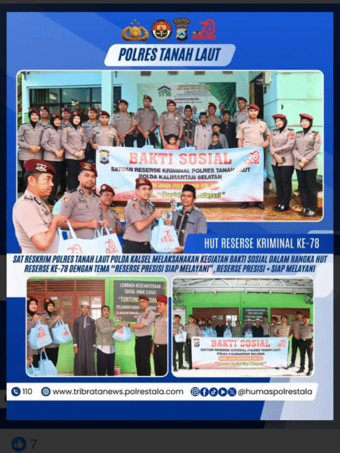 “Reserse Presisi Sentuh Hati: Polres Tanah Laut Hadirkan Kebahagiaan di HUT ke-78 dengan Bakti Sosial yang Menginspirasi”