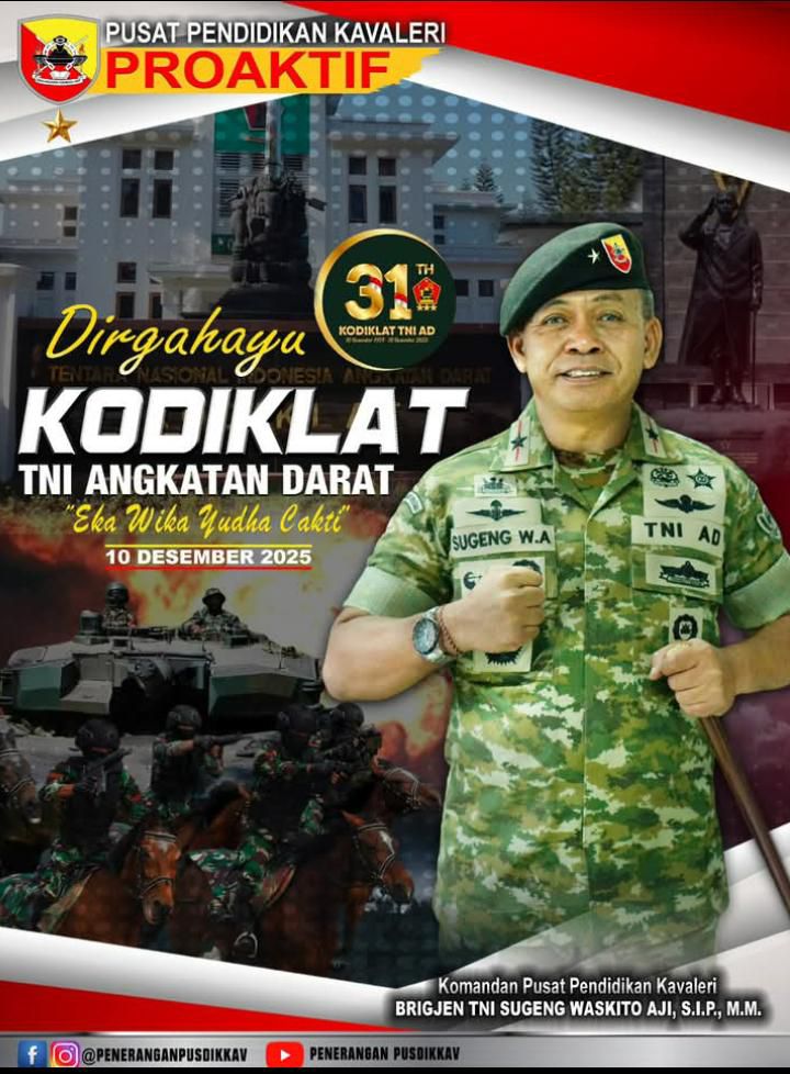 Berita Panjang: Keluarga Besar Pusdikkav Pussenkav TNI AD Merayakan Dirgahayu KODIKLAT TNI ANGKATAN DARAT ke-31