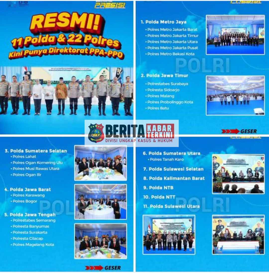 POLRI RESMI MELUNCURKAN DIREKTORAT PPA-PPO DI 11 POLDA DAN 22 POLRES SESELURUH INDONESIA – UPAYA MAKSIMAL JAMIN KEADILAN DAN PERLINDUNGAN UNTUK KELOMPOK RENTAN