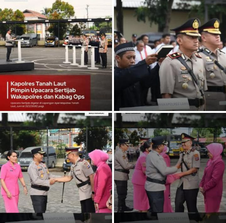 Kapolres Tanah Laut AKBP Ricky Boy Siallagan Pimpin Langsung Upacara Sertijab Wakapolres dan Kabag Ops, Dua Pejabat Baru Jabat Amanah Baru