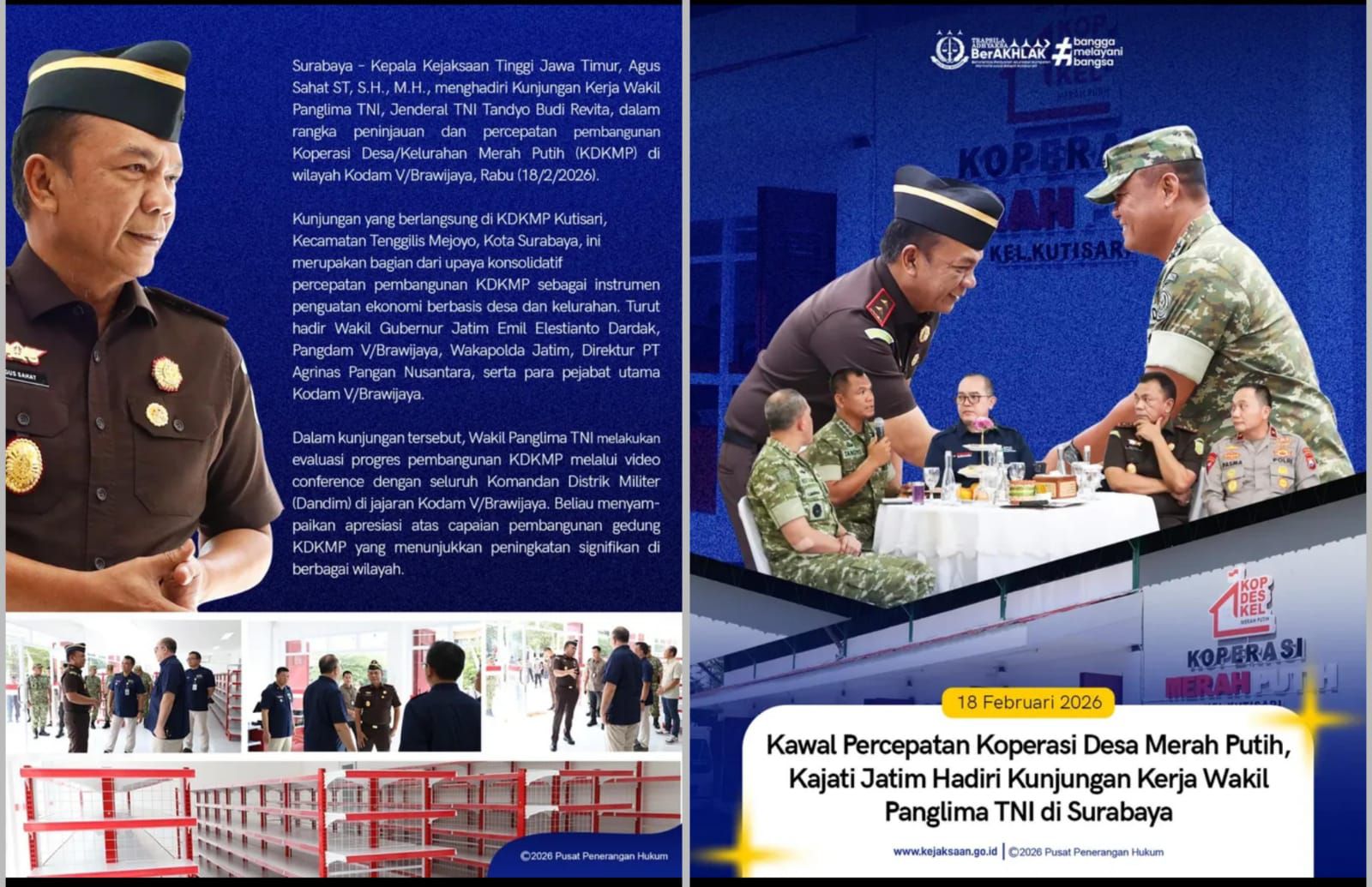 Kawal Percepatan Koperasi Desa Merah Putih, Kajati Jatim Hadiri Kunjungan Kerja Wakil Panglima TNI di Surabaya