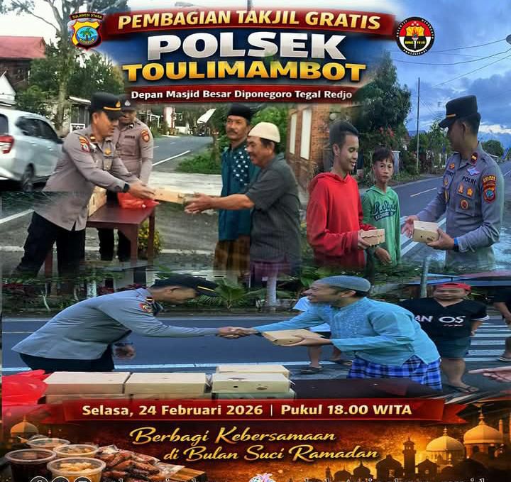 Polsek Toulimambot Tebar Kebaikan: Bagikan Takjil di Depan Masjid Besar Diponegoro, Pererat Silaturahmi di Bulan Ramadan