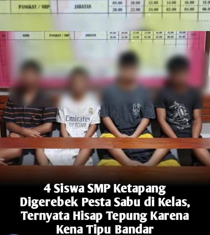 KOMEDI TRAGIS DI SEKOLAH! Empat Pelajar SMP Sungai Laur Viral Gegara Dugaan Pesta Narkoboy – Tes Urine NEGATIF, Ternyata Hisap Sabv Palsu dari Tawas/Garam/Tepung Biasa