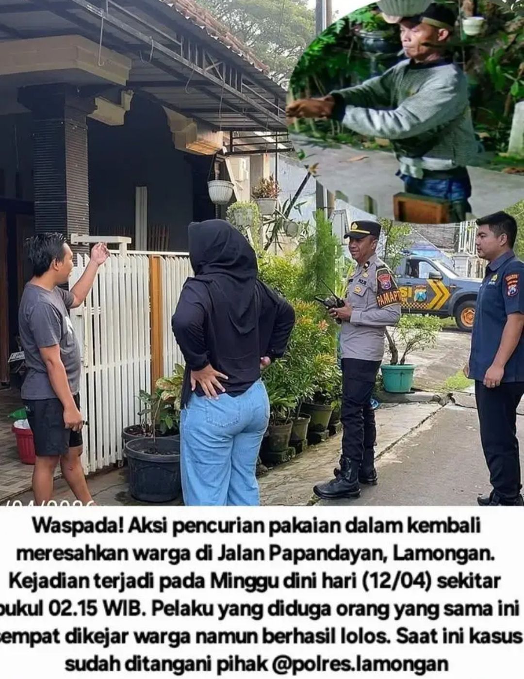 Pencuri Pakaian Dalam Kambuh di Lamongan, Korban Keluhkan Sudah Jadi Korban Kedua Kalinya